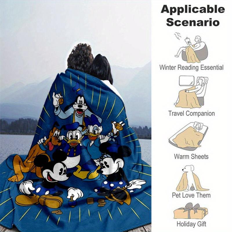 1pc. Disney Characters Plush Blanket - Cute Mickey Mouse, Minnie Mouse, Donald Duck, Goofy, Pluto - Soft Throw Blanket for Home Office Outdoor Gift