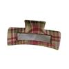 Plaid Shark Hair Clip: High-End Updo Accessory In Brown, Red, and Green - Perfect for Christmas Style