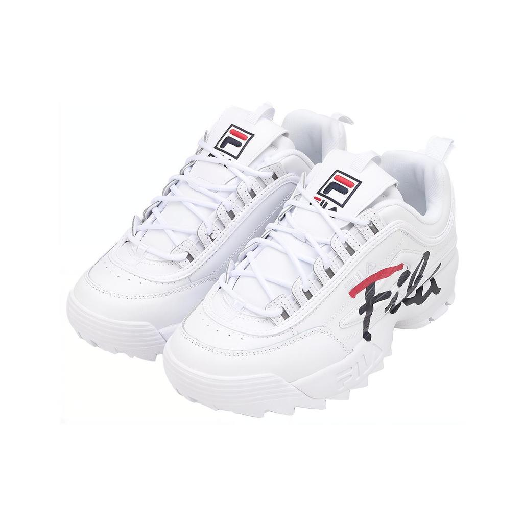New FILA Low Top Side Logo Daddy Shoes 'White Black' 1FM00863D_121