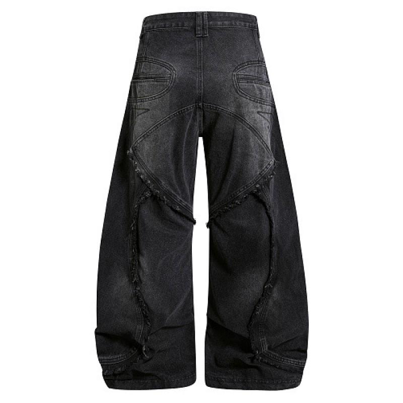 Unisex Relaxed Straight Fit Denim Jeans Vintage Streetwear Style Cotton Blend Mid-Rise Long Pants
