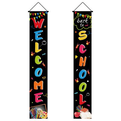 Hängendes Willkommen zurück zur Schule Banner Verandazeichen für Klassenzimmer Innen- und Außendekoration 11,81 x 70,87 Zoll