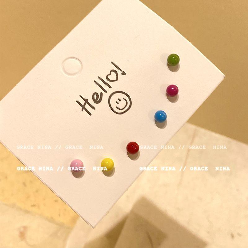 

Western Style Summer Atmosphere Color Candy Female Stud Earrings Colorful jelly bean earrings six-piece set