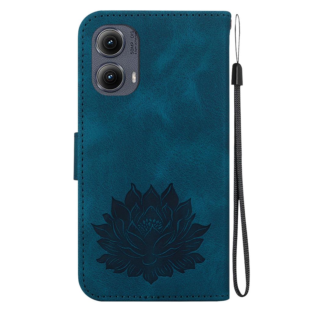 Für Motorola Edge (2024) 5G Brieftasche Handyhülle Lotus Prägung Leder Ständer Abdeckung
