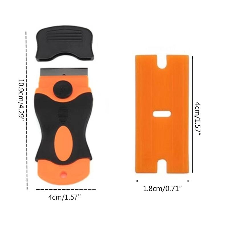 Scraper for Car Glass with Replacement Blade Window Glass Glue Sticker Remover Scraper Auto Squeegee Tool Razor Blade