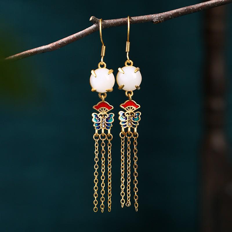 

Серьги-кисточки в стиле гуочао ретро из нефрита хетан: Рекомендация подарка на Циси от блогера Little Red Book 24K Gold Plating