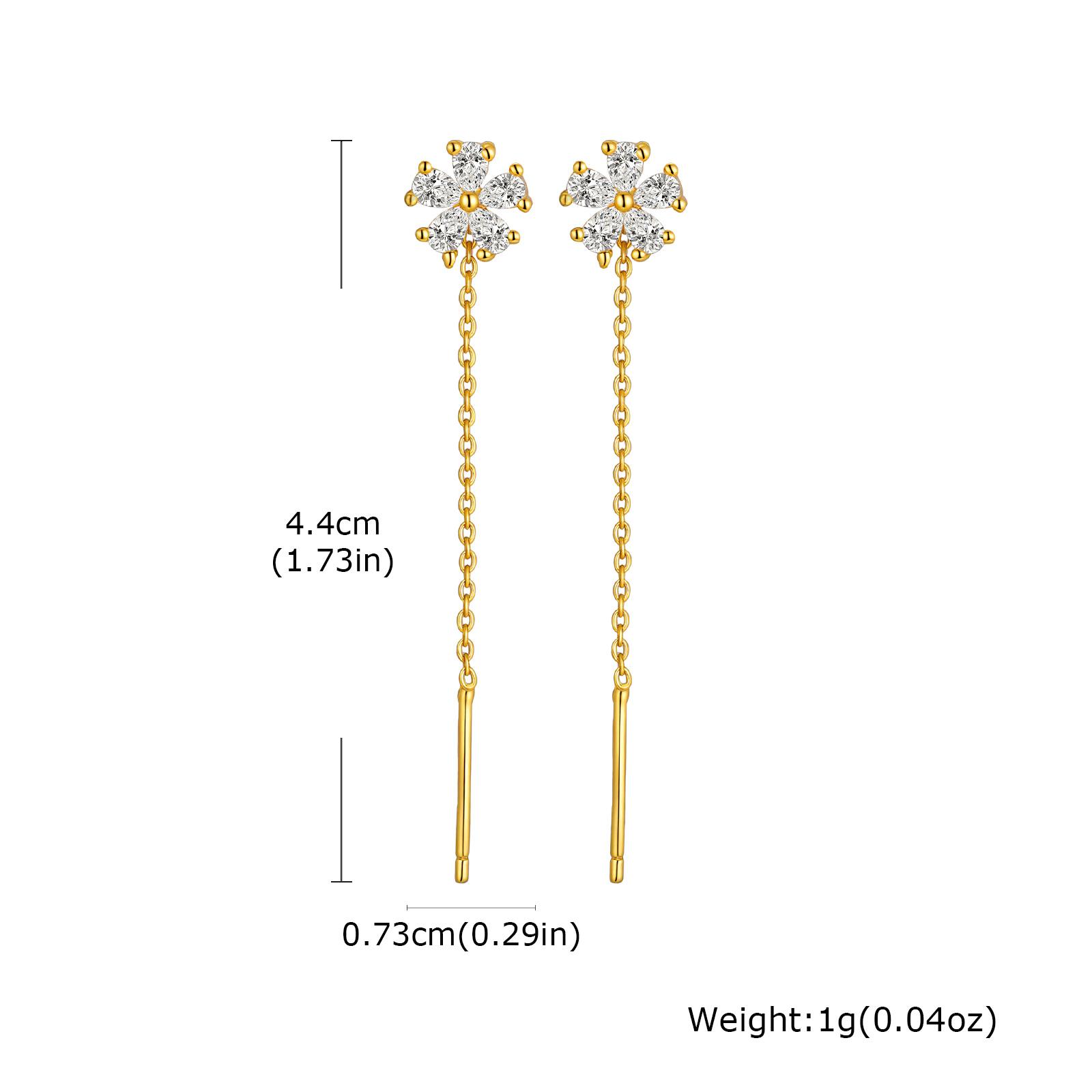 

Exquisite Shiny Zircon Flower Long Tassel Drop Earrings, Simple Trendy Thin Chain Earrings for Women Party Jewelry Gifts