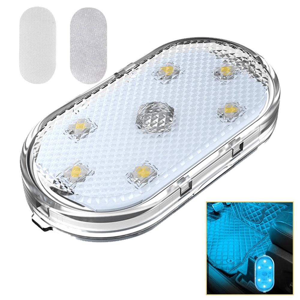 Lumină LED compactă reîncărcabilă USB pentru mașină cu activare magnetică la atingere și iluminare multicoloră