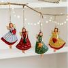 4Pcs Handmade Wooden Angel Ornaments, Rustic Christmas Tree Hanging Decor for Home, Vintage New Year Holiday Gift Set