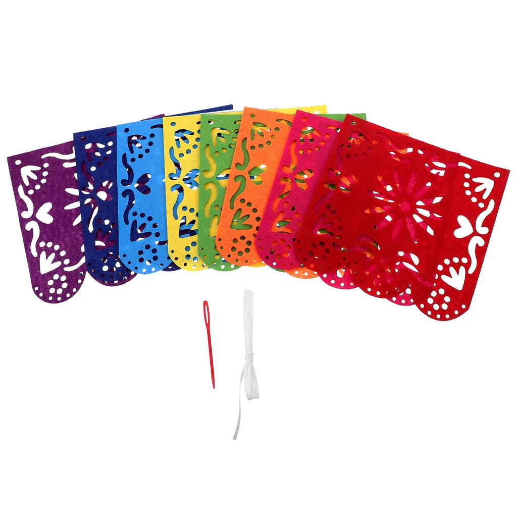 Day Of The Dead Decoration Hollowed Out Square Garland Plastic Bunting Banners Multicolor Mexican Banner Holiday Art Decoration