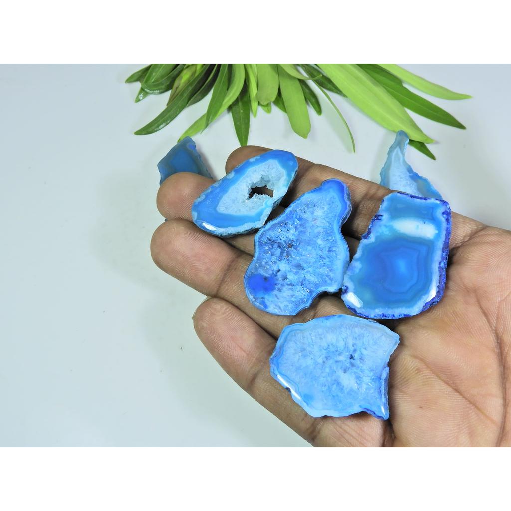 312Cts. Dyed Slice Druzy Agate Fancy Cabochon Loose Gemstone 08Pcs Lot A-35