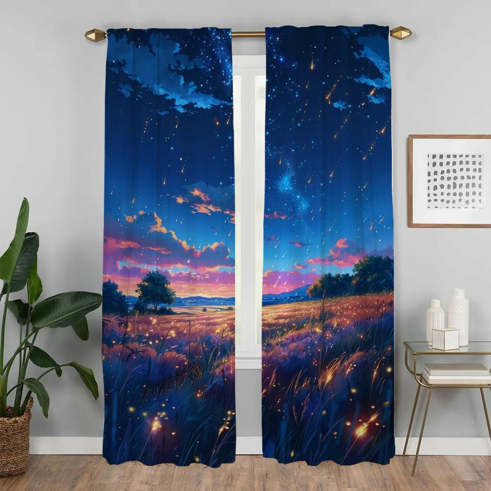 Gwiazda Noc Zasłona Zaciemniająca do Pokoju 2 Panele Eleganckie Zasłony Pokojowe Odcienie Dzielące Tiul do Sypialni Dekoracja Halloween Dziecko