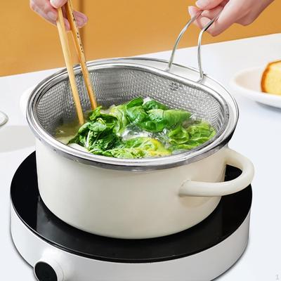 Cesta de Fritura Fritadeira de Imersão Utensílios de Mesa Multiuso Peneira de Malha de Aço Inoxidável Macarrão