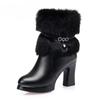 Women Winter Boots  New Round Toe Fashion Women's Fashion Boots Natural Wool Lining Rabbit Fur Women Ankle Boots