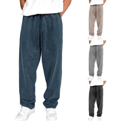 Herren Sporthose Weites Bein Kordelzug Elastischer Bund Reine Farbe Jogginghose Voll