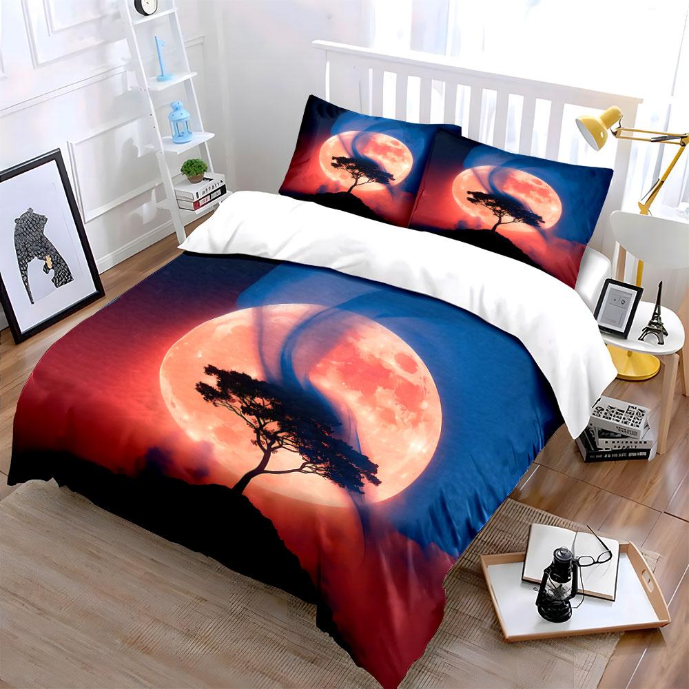 Moonlight Tree Art Prints Set Soft Comfortable Duvet Cover Bedding Set Included 1*Duvet Cover & 2*Pillowcases, Gift