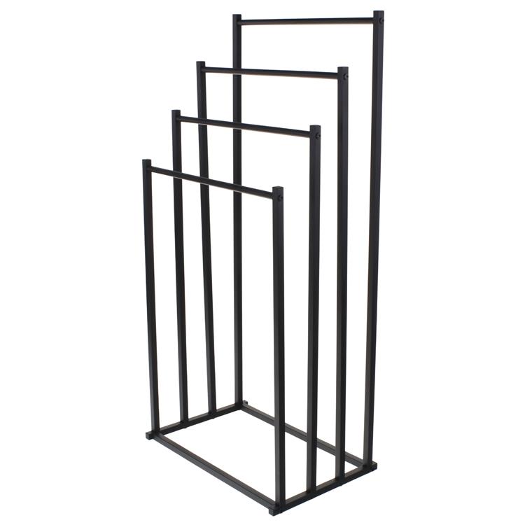 Towel Rack Bathroom Hanger Metal Standing Industrial Black 4 Tiers