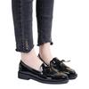 Women's Black Patent Leather Loafers Platform Slip On Shoes for Women New Spring British Tassel Casual Bowknot Flats Shoes