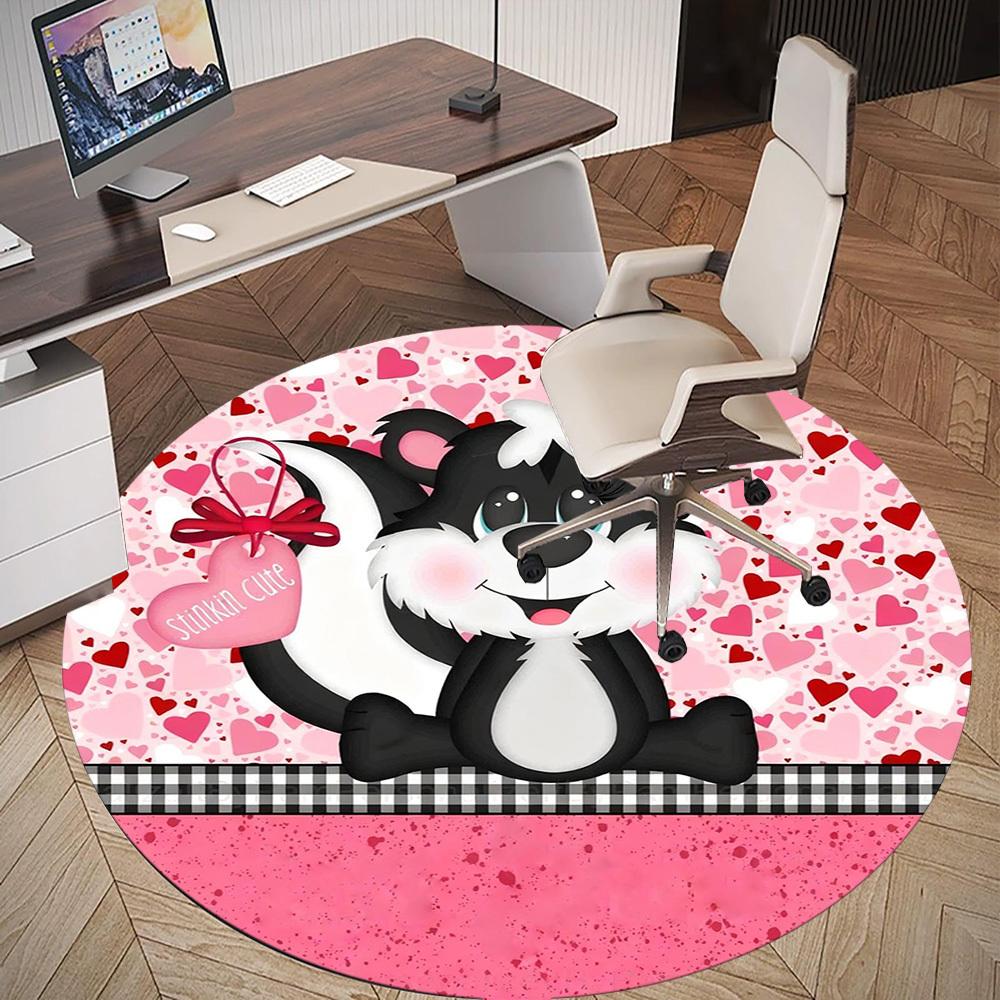 1pc Skunk Cute Round Chair Mat Office Area Rug - Non-Slip, Floor Mat for Office, Bedroom, Ideal Home Decor Gift C0112064
