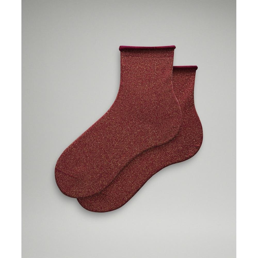 

Lululemon Women S Daily Stride Sparkle Quarter SockS Deep Luxe Gold M