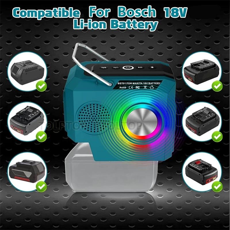 Dual Diaphragm Bluetooth Speaker Cordless Player Loudspeaker For Dewalt/Milwaukee/Bosch 18V Lithium Battery with USB