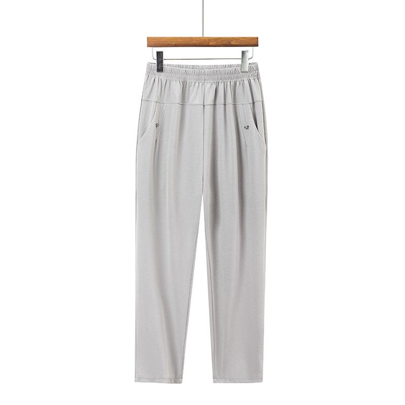

Літні штани Mum Trousers Plus Size Loose Straight Ice Silk Жіночі штани середнього віку 2XL світло-сірого кольору