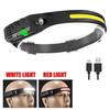 USB Rechargeable Head Torch Induction Headlamp COB LED Sensor Head Lamp Built-in Battery Flashlight 10 Lighting Modes Headlight