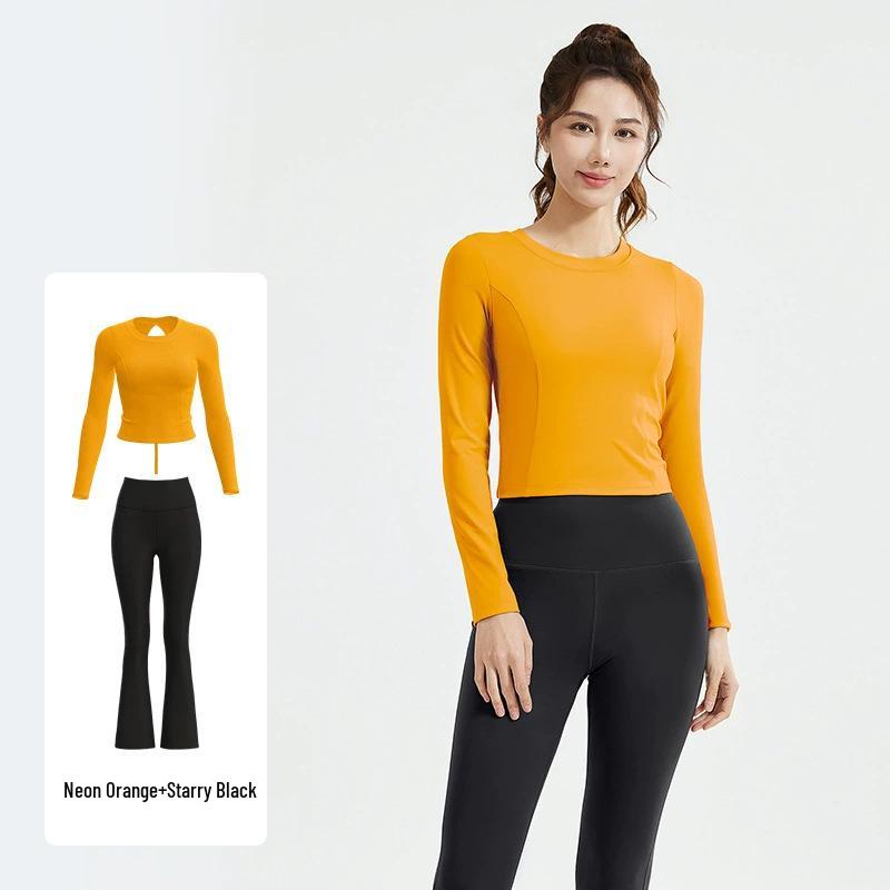 2025 Women's Breathable Running Set with Long Sleeve, Cutout Back, Drawstring, and Chest Pads