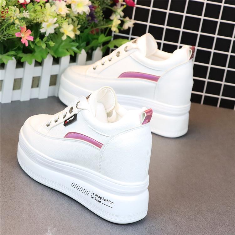 Fashion Woman Height Increasing Shoes 10CM Heels Spring Autumn Wedges Breathable Women Sneakers Casual Platform Trainers White Shoes