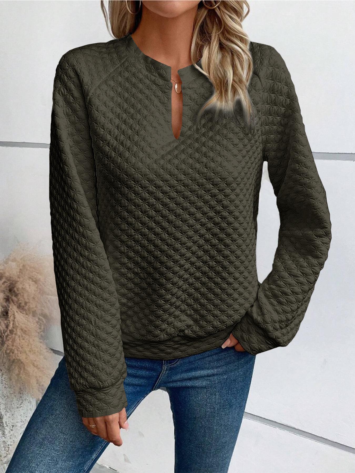 

European Autumn/Winter Women s Deep V-Neck Patchwork Long Sleeve Casual Hoodie X-Large армия зеленый
