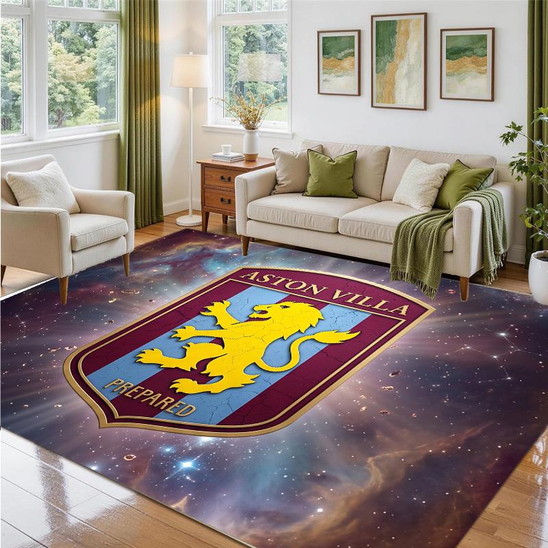 Aston Villa Football Design Crystal Velvet Rug Soft Decorative Mat for Bedroom Entrance