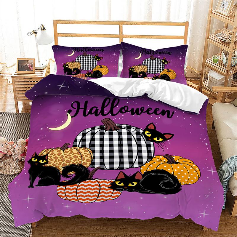 Halloween Duvet Cover Queen Cartoon Pumpkin Gamepad Quilt Cover Microfiber Horror Theme Gothic Spooky Bedding Set For Boys Teen