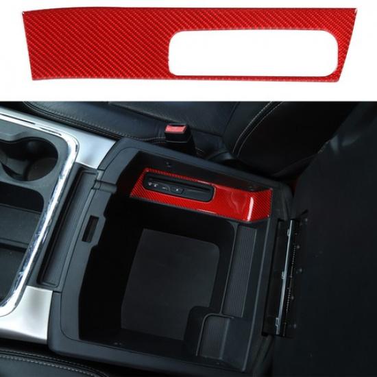 CD Switch Button Cover Trim Decor Sticker for Dodge Ram 2010-15 Red Carbon Fiber