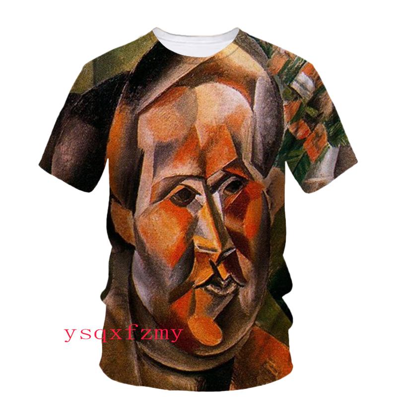 Picasso Oil Painting 3D Printing HD Art Graffiti Personality Fashion Men And Women Round Neck Short Sleeve Street Casual T-shirt