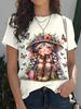 Girl Clothes Cute Cartoon Girl 3D Print Summer Casual Short Sleeve Fashion O-Neck Kids Top Trendy Streetwear Children's Clothing