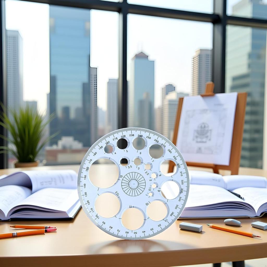 White Round Protractor 360 Degree, Plastic Full Circle Template, 16 Sizes Drawing Tool, Technical Drawing