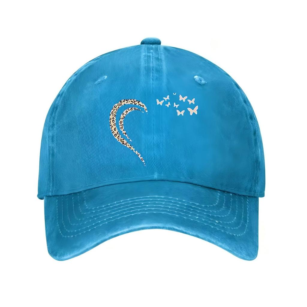 Leopard Heart Butterfly Print Baseball Cap Casual Adjustable Outdoor Sun Hat Unisex Cotton