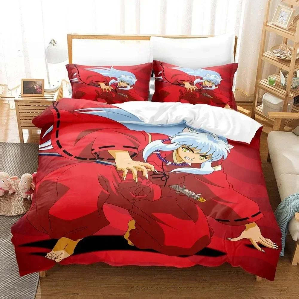 New Fashion Inuyasha Bedding Set Single Twin Full Queen King Size Bed Set Adult Kid Bedroom 3D Bed Sheets and Pillowcases