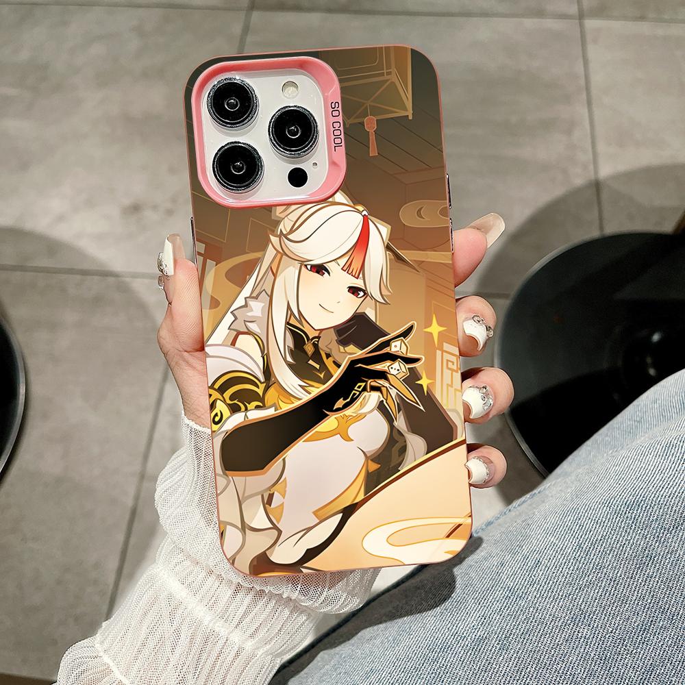 

Game GI Ningguang Pink Translucent Mobile Phone Case for iPhone 17 16 15 14 13 12 11 X XR XS 8 7 Air Pro Max Plus Colorful Cover iPhone 14 Pro Max