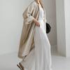 Spring Autumn Women's Cotton and Linen Shirts Dresses Pockets Side Split Straight Casual Loose Dresses Female