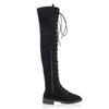 Women's Over-the-Knee Lace-Up Flat Boots, Plus Size Fall Winter Leather Boots, Ready-to-Ship Shoes