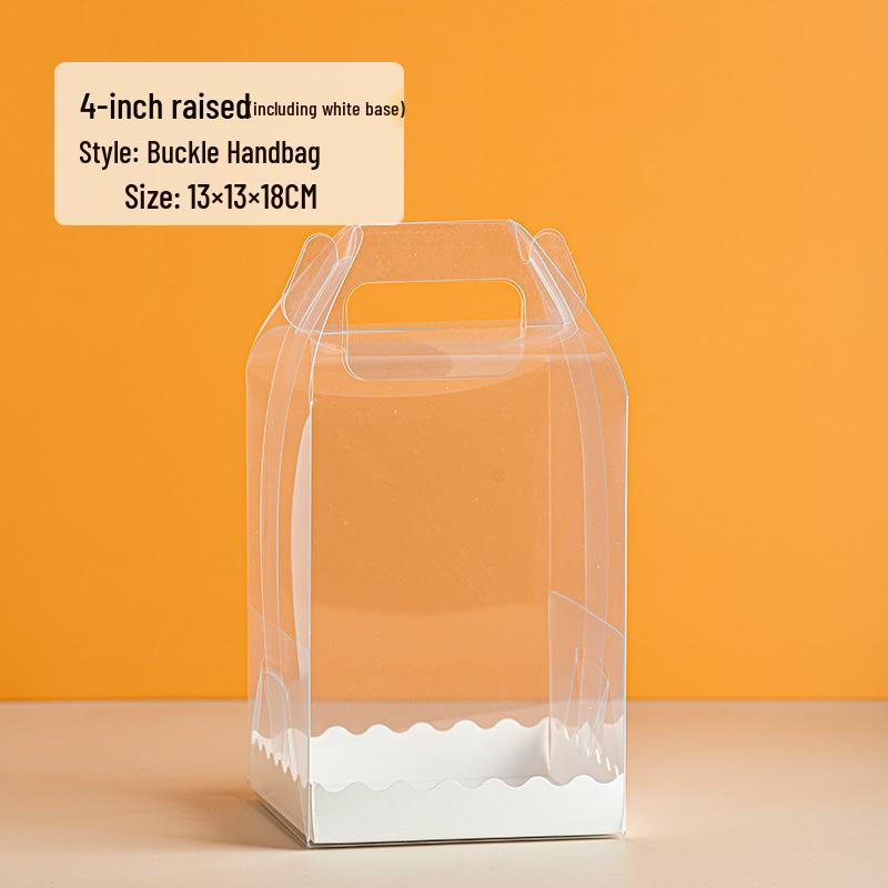 Four-Inch Transparent Cake Box with Handle for 2/3/5/6-Inch Western-Style Pastries