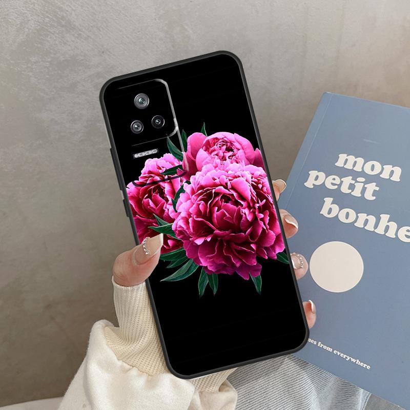 Elegant Pink Purple Peony Flower Case For POCO F5 C40 M5s F3 X4 F4 GT M4 X3 X5 Pro Cover For Xiaomi 12T Pro 11T 11 12 13 Lite