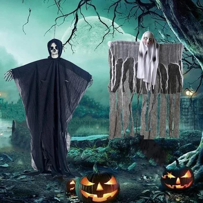 Halloween Hanging Ghost Skull Skeleton Gauze Scary Props Haunted House Outdoor Yard Garden Horror Decoration Lofytain