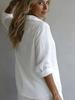 2026 European & American Women's Linen Casual Lapel Shirt - Solid Color, Long Sleeve, Spring Collection