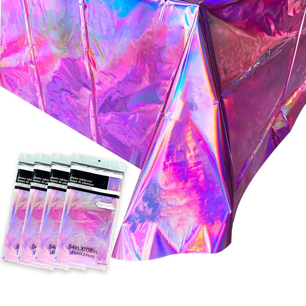 Aluminum Film Tablecloth Table Cover Kids Baby Shower Tablecloth Supplies for Wedding Party Banquet Decoration Iridescence Laser