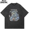 Hip Hop Faded Black TShirt Streetwear Scorpion Graphic T Shirt Printed Men Tshirt  Cotton Tops Tees Hipster Apparel