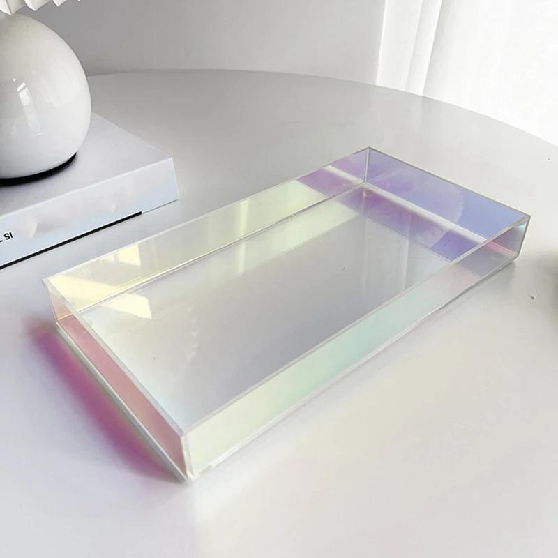 Acrylic Transparent Water Cup Tray Teacup Jewelry Storage  Color Dessert Decorative   Creative Simple  vanity tray