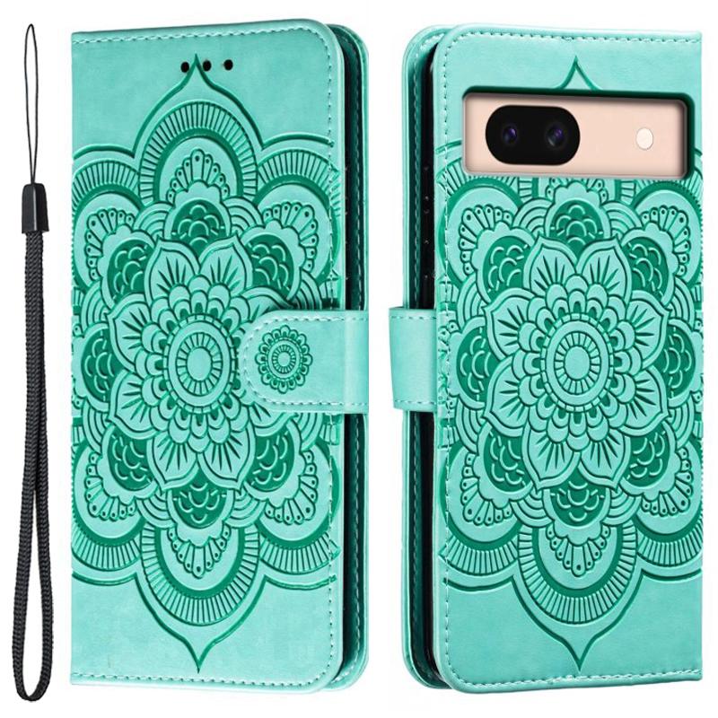 For Google Pixel 8a Case PU Leather Mandala Imprinted Design Wallet Phone Cover
