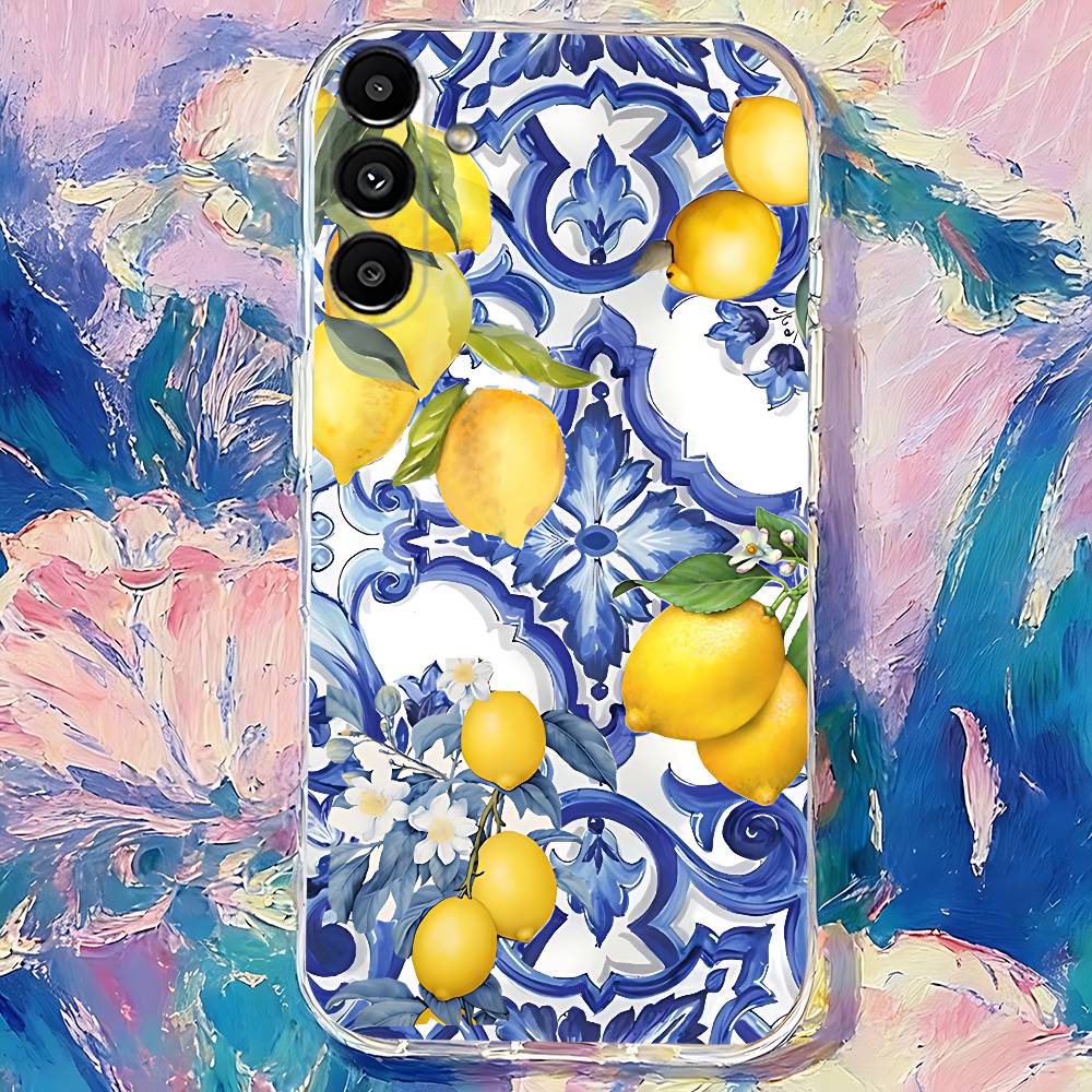 Mediterranean Lemon Fruit art Clear case suitable for  Samsung S30,S25,S24,S23,S21,S22,S20,S10,5G,FE,lite,PIus,Ultra Transparent
