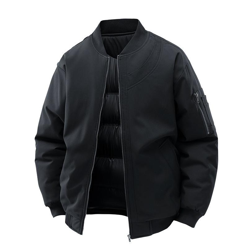 Thickened Cotton-padded Men's Winter Baseball Collar Solid Color Loose Cotton-padded Jacket Couple's Thermal Cotton-padded Jacket